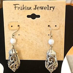 **Clearance**  silver and white dangle earrings